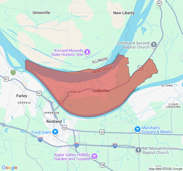 Map of septic coverage in Ledbetter, KY