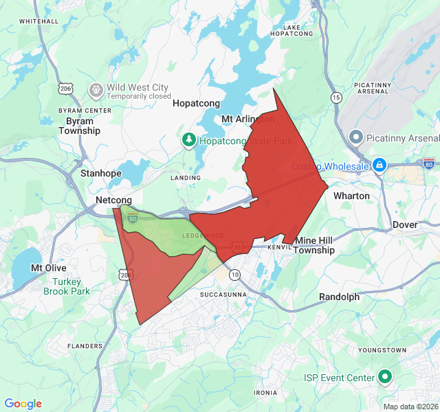 Map of septic coverage in Ledgewood, NJ