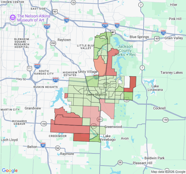 Map of septic coverage in Lees Summit, MO