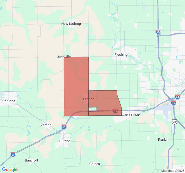 Map of septic coverage in Lennon, MI