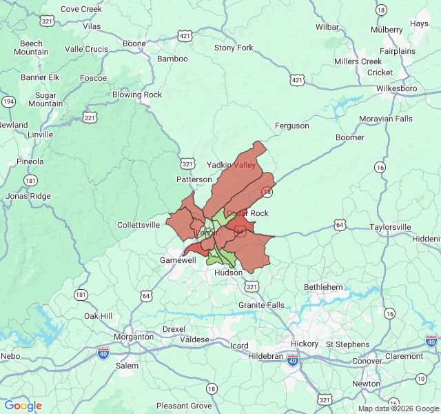 Map of septic coverage in Lenoir, NC