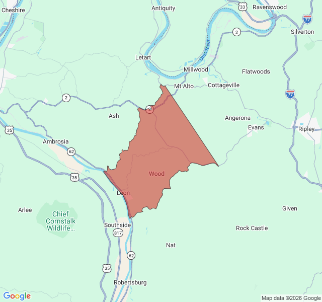 Map of septic coverage in Leon, WV