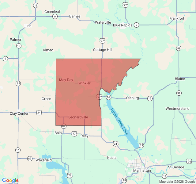 Map of septic coverage in Leonardville, KS