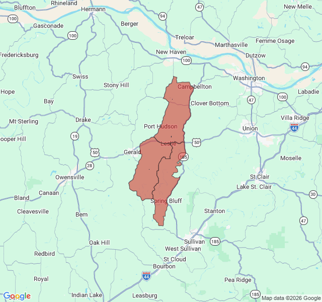 Map of septic coverage in Leslie, MO