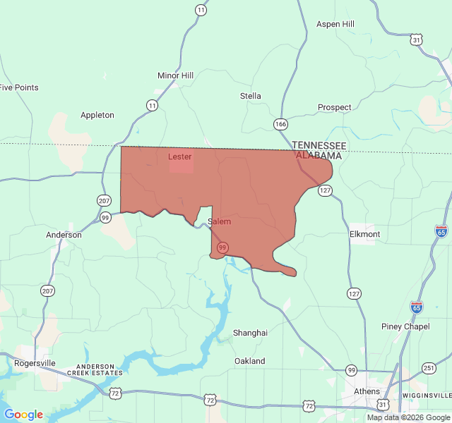 Map of septic coverage in Lester, AL