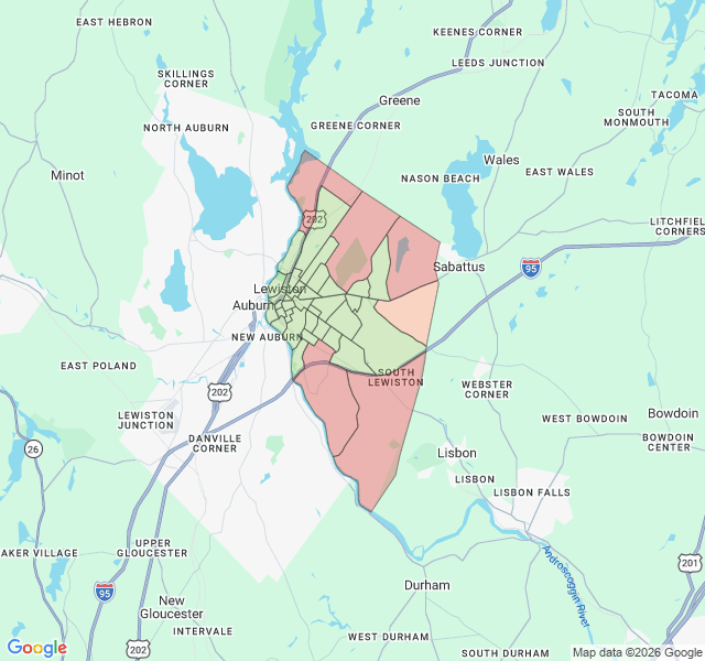 Map of septic coverage in Lewiston, ME