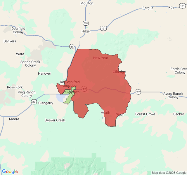 Map of septic coverage in Lewistown, MT
