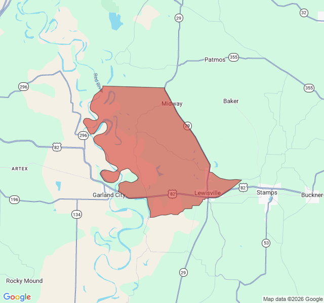 Map of septic coverage in Lewisville, AR
