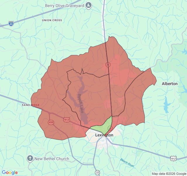 Map of septic coverage in Lexington, TN