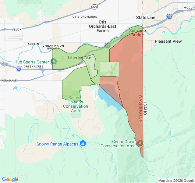 Map of septic coverage in Liberty Lake, WA