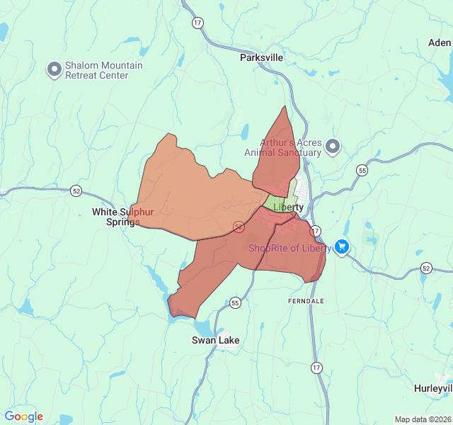 Map of septic coverage in Liberty, NY