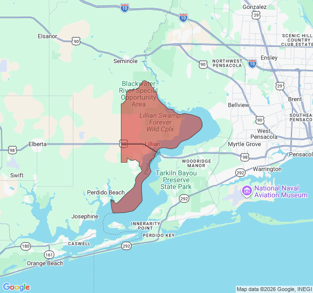 Map of septic coverage in Lillian, AL