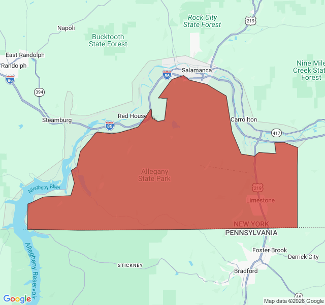 Map of septic coverage in Limestone, NY