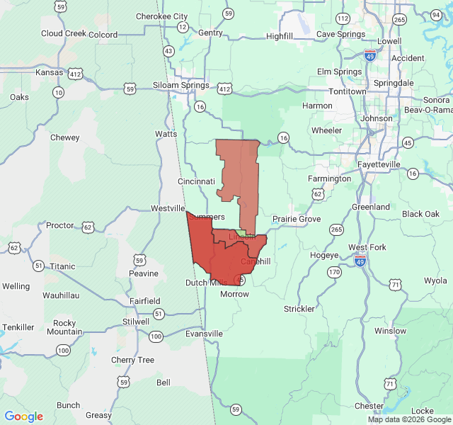 Map of septic coverage in Lincoln, AR