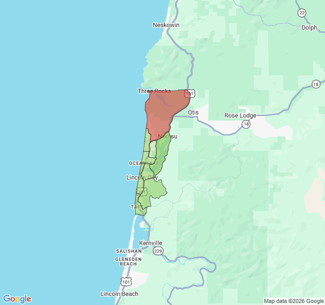 Map of septic coverage in Lincoln City, OR