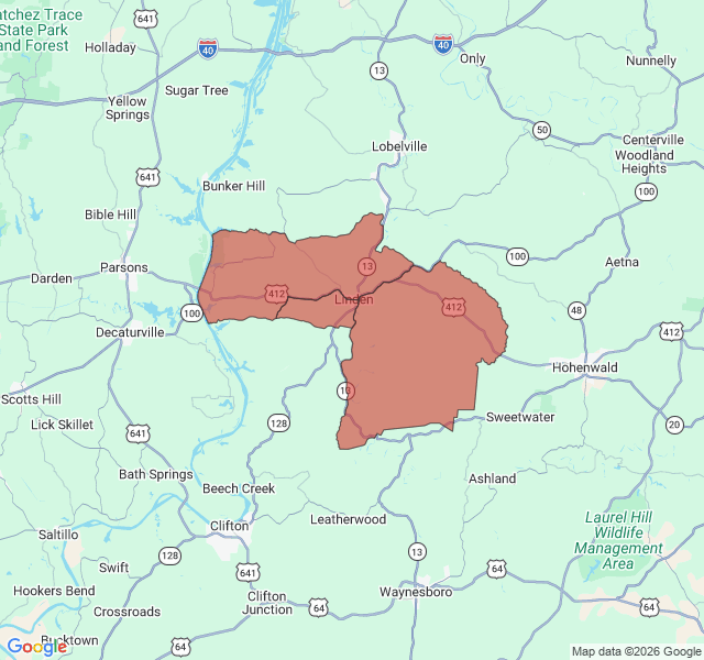 Map of septic coverage in Linden, TN