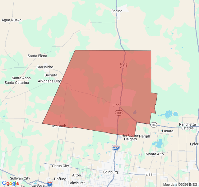 Map of septic coverage in Linn, TX