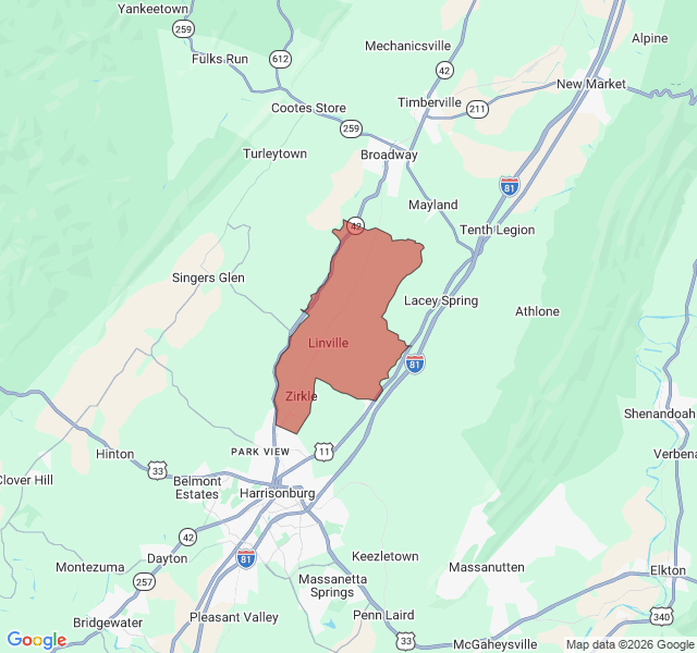 Map of septic coverage in Linville, VA