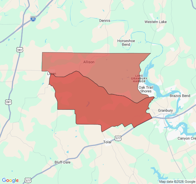 Map of septic coverage in Lipan, TX