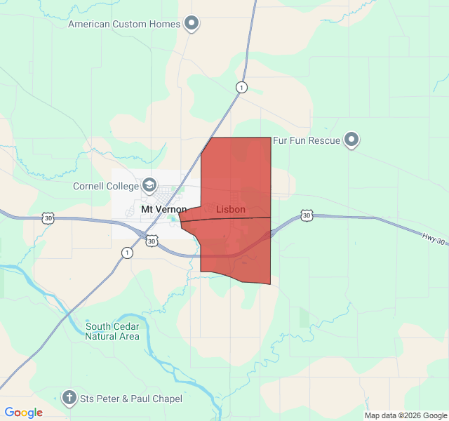 Map of septic coverage in Lisbon, IA