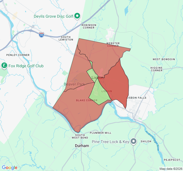 Map of septic coverage in Lisbon, ME