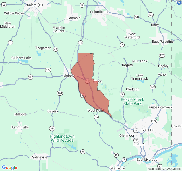 Map of septic coverage in Lisbon, OH