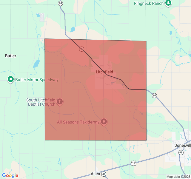 Map of septic coverage in Litchfield, MI