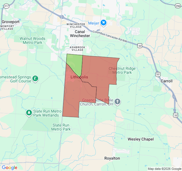 Map of septic coverage in Lithopolis, OH