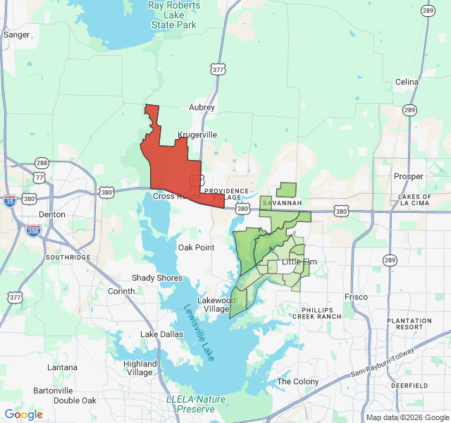 Map of septic coverage in Little Elm, TX