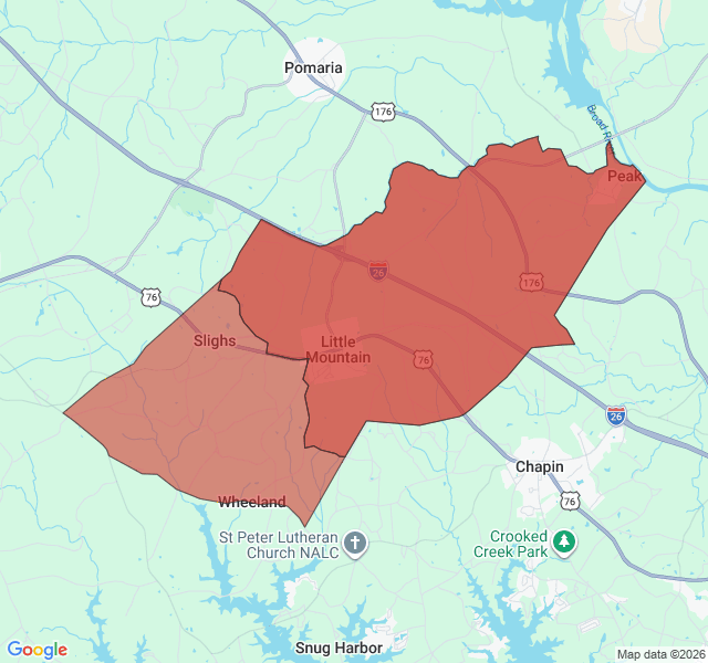 Map of septic coverage in Little Mountain, SC