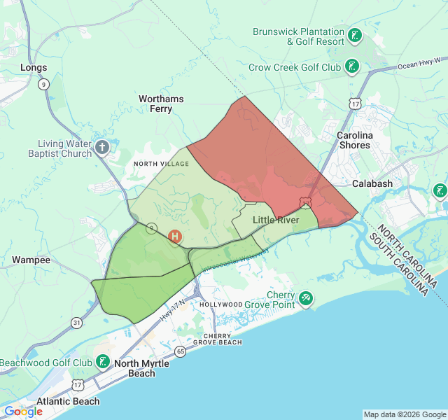 Map of septic coverage in Little River, SC