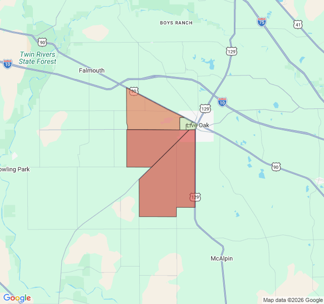 Map of septic coverage in Live Oak, FL