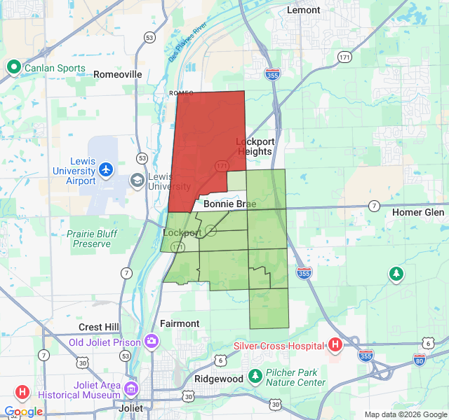 Map of septic coverage in Lockport, IL