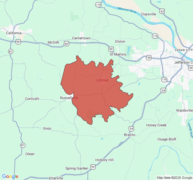 Map of septic coverage in Lohman, MO