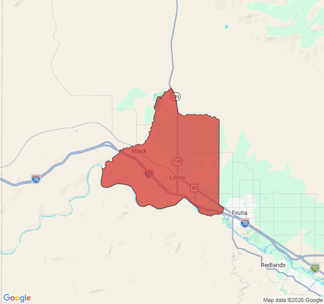 Map of septic coverage in Loma, CO