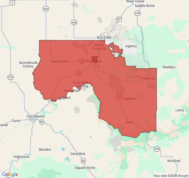 Map of septic coverage in Loma, MT