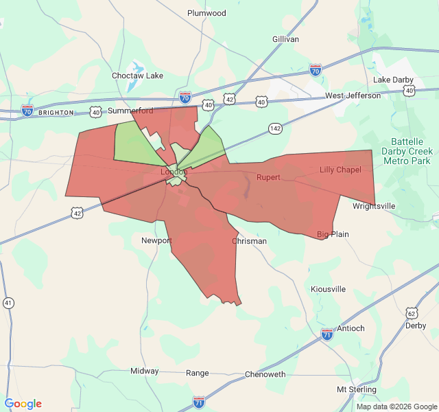 Map of septic coverage in London, OH