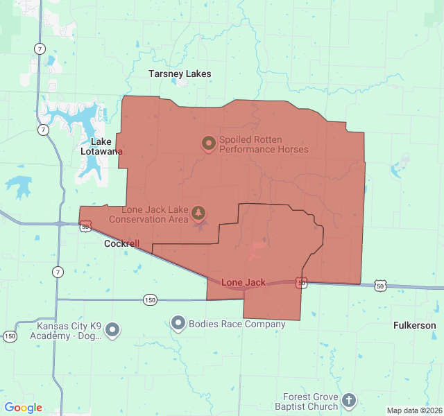 Map of septic coverage in Lone Jack, MO
