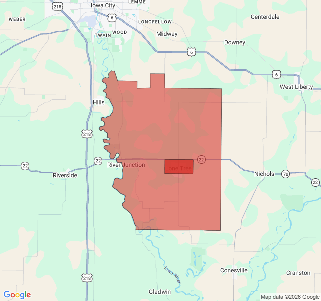 Map of septic coverage in Lone Tree, IA