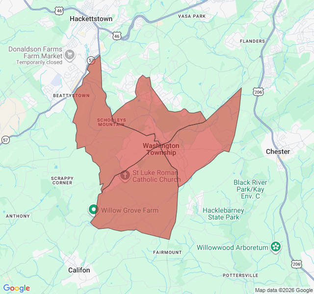 Map of septic coverage in Long Valley, NJ