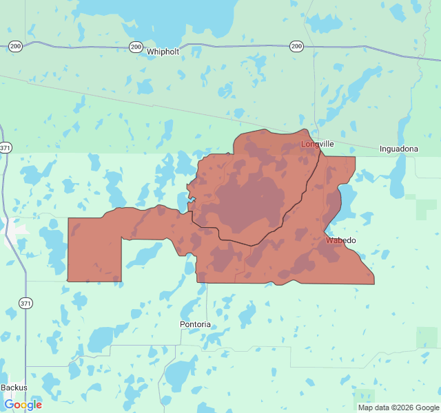 Map of septic coverage in Longville, MN