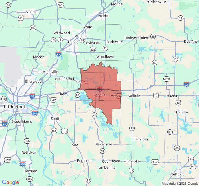 Map of septic coverage in Lonoke, AR