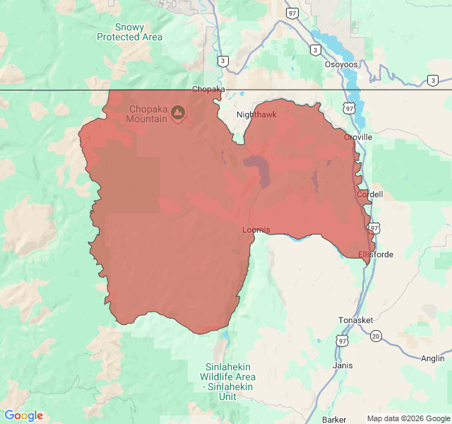 Map of septic coverage in Loomis, WA