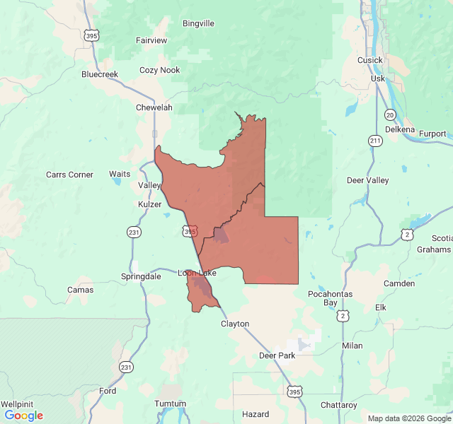 Map of septic coverage in Loon Lake, WA