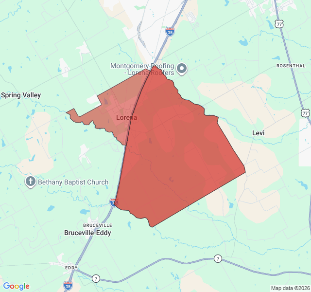 Map of septic coverage in Lorena, TX