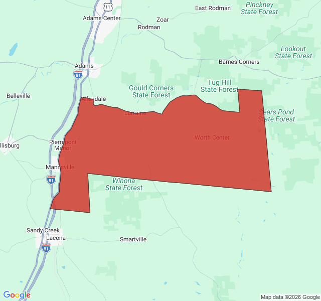 Map of septic coverage in Lorraine, NY