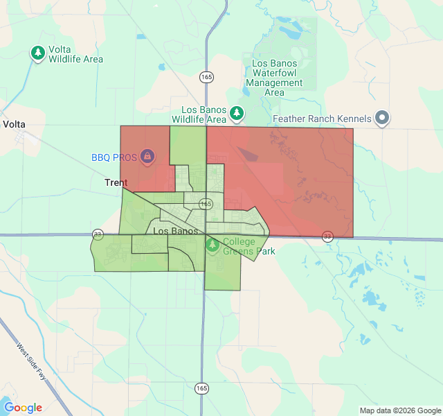 Map of septic coverage in Los Banos, CA