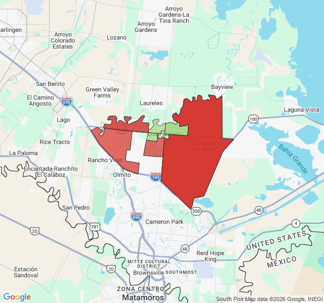 Map of septic coverage in Los Fresnos, TX