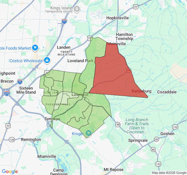 Map of septic coverage in Loveland, OH