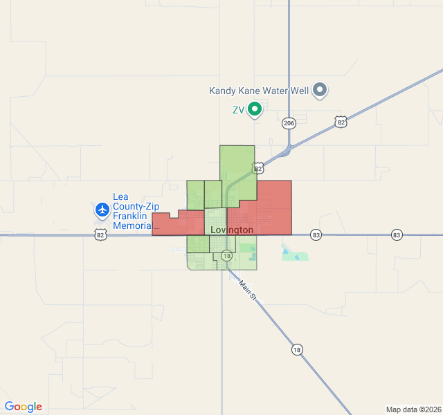 Map of septic coverage in Lovington, NM